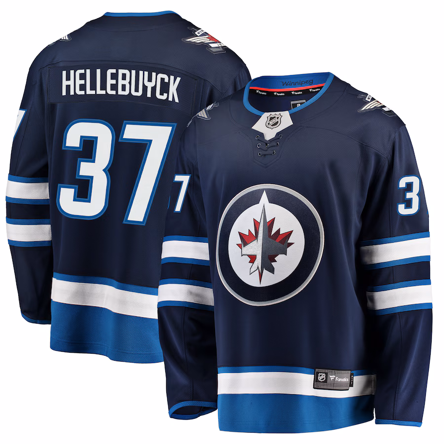 Men's Winnipeg Jets Connor Hellebuyck Fanatics Navy Breakaway Replica Jersey - Puhuasuan