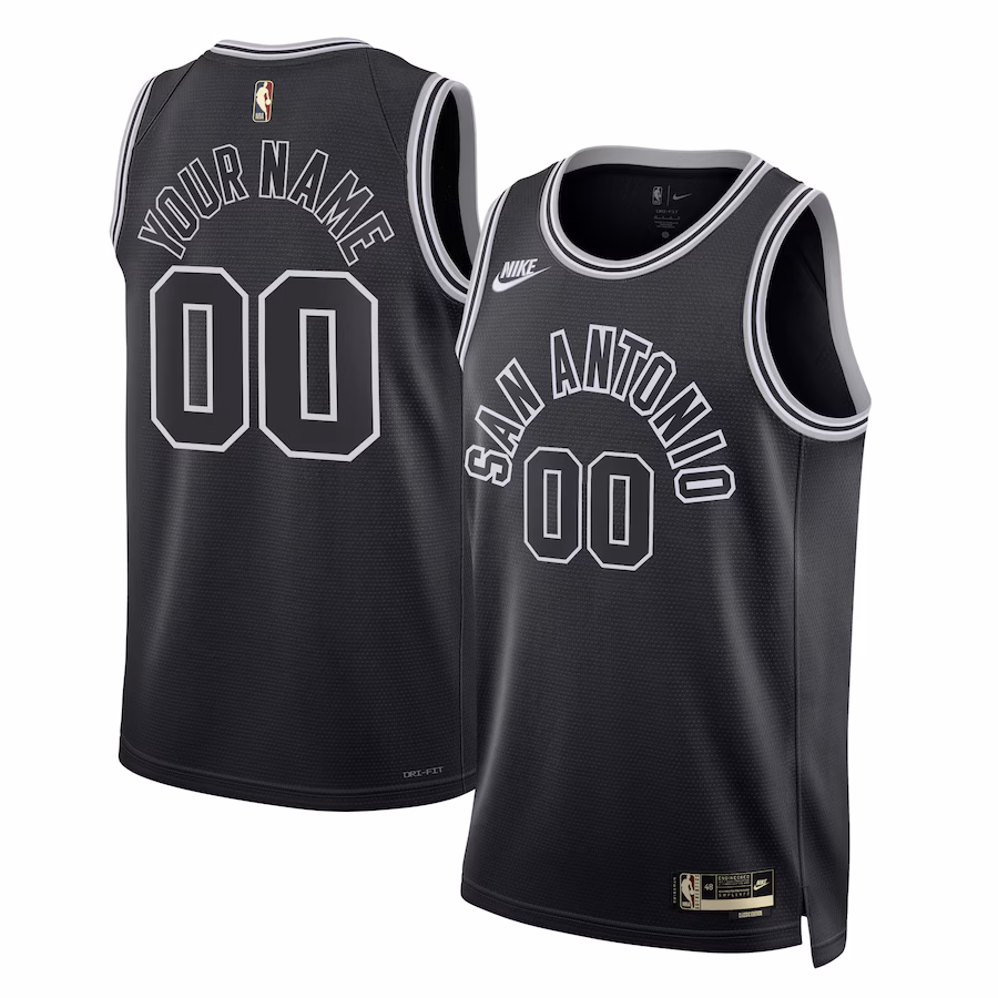 Unisex San Antonio Spurs Nike Black 2022/23 Custom Swingman Jersey - Classic Edition - Puhuasuan