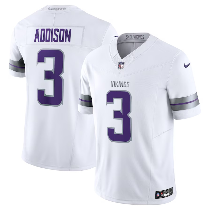 Men's Minnesota Vikings Jordan Addison Nike White Alternate Vapor F.U.S.E. Limited Jersey - Puhuasuan