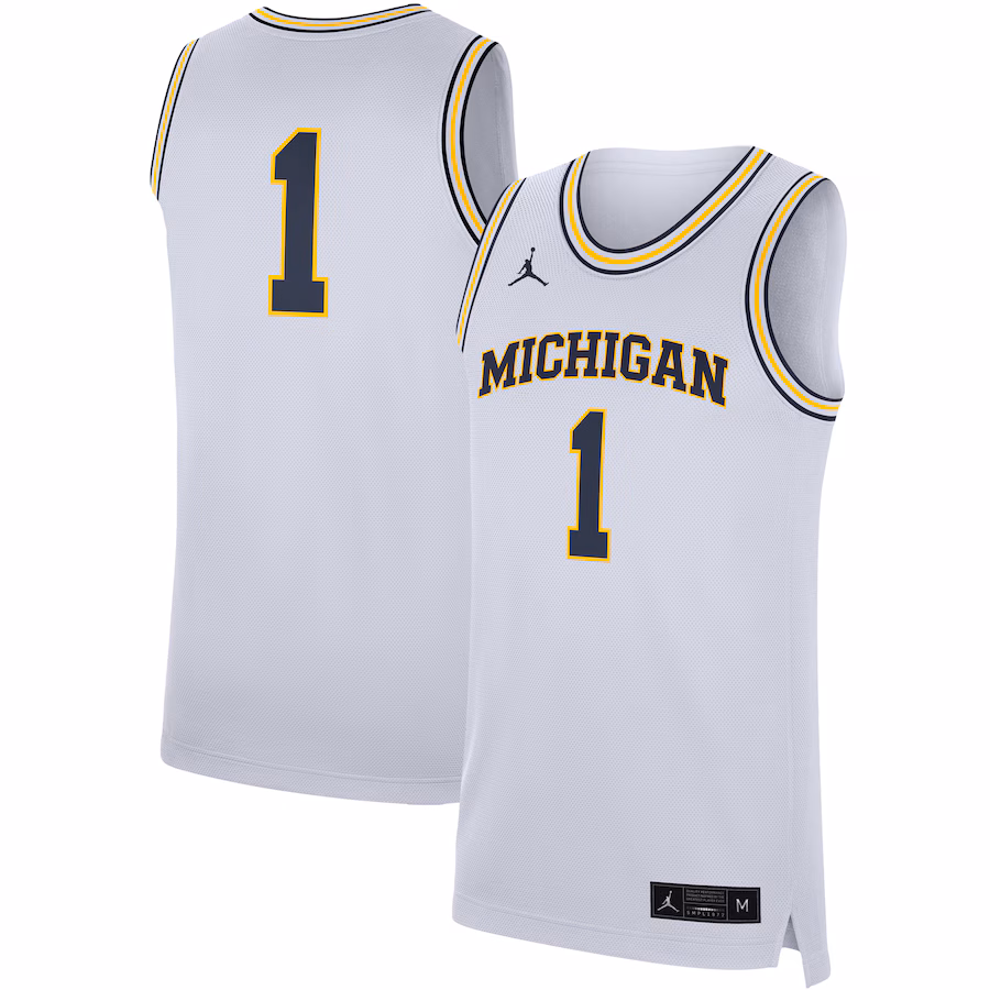 Men's Jordan Brand White Michigan Wolverines Replica Jersey - Puhuasuan