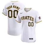 Men's Pittsburgh Pirates Nike White Home Elite Custom Jersey - Puhuasuan