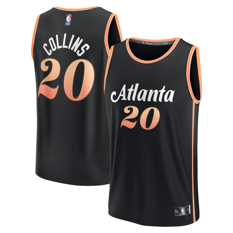 Men's Atlanta Hawks John Collins Fanatics Black Fastbreak Jersey - City Edition - Puhuasuan