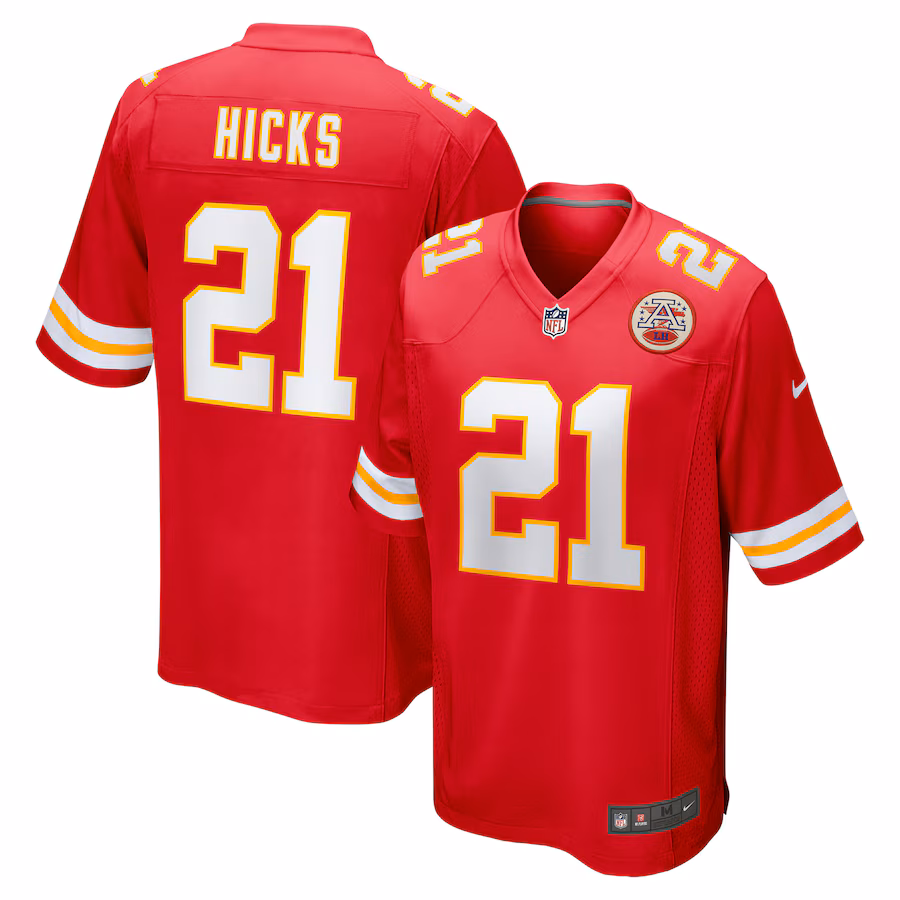 Men's Kansas City Chiefs Jaden Hicks Nike Red Game Jersey - Puhuasuan