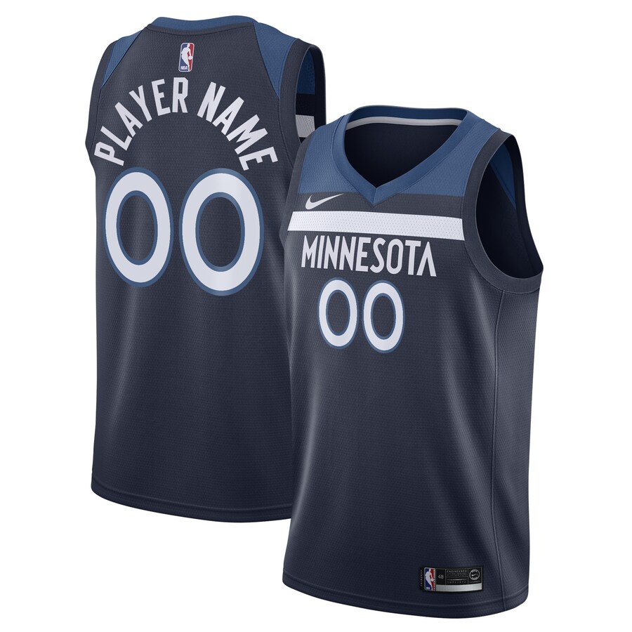 Men's Minnesota Timberwolves Nike Navy Swingman Custom Jersey - Icon Edition - Puhuasuan