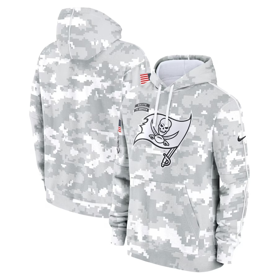 Men's Tampa Bay Buccaneers Nike Arctic Camo 2024 Salute to Service Club Fleece Pullover Hoodie - Puhuasuan