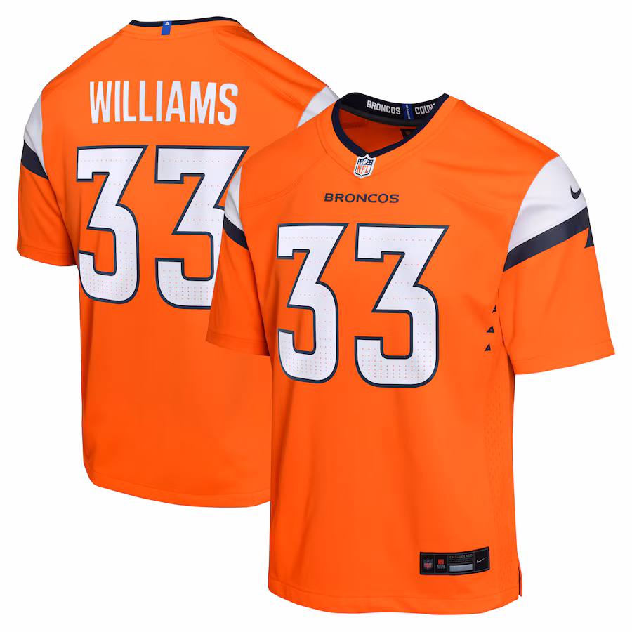Youth Denver Broncos Javonte Williams Nike Orange Mile High Collection Game Jersey - Puhuasuan