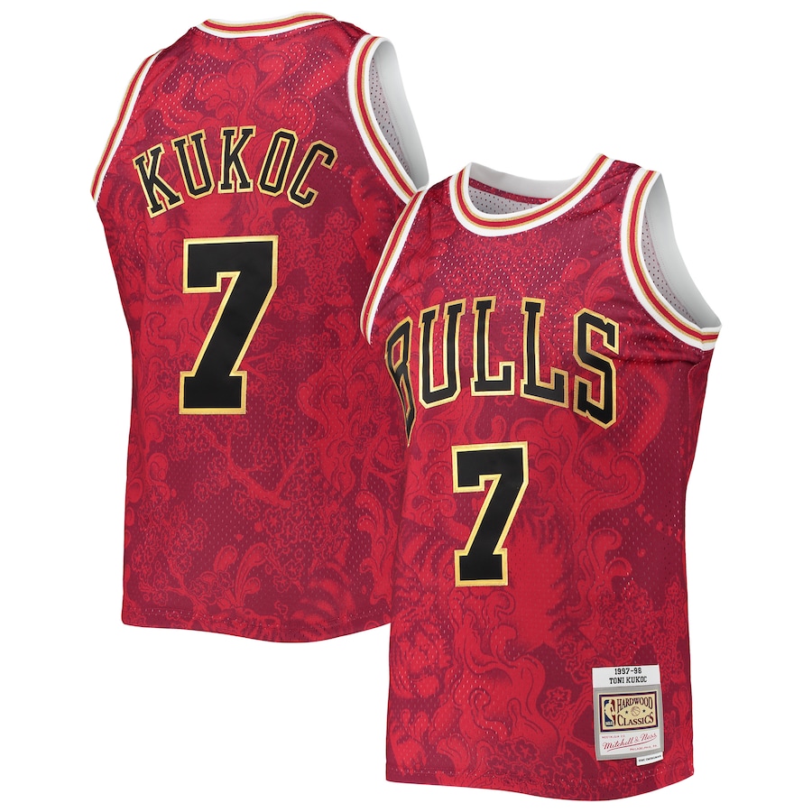 Men's Chicago Bulls Toni Kukoc Mitchell & Ness Red Hardwood Classics 1997/98 Lunar New Year Swingman Jersey - Puhuasuan
