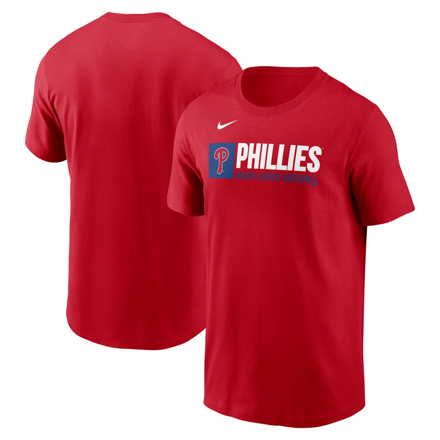 Men's Philadelphia Phillies Nike Red Team Block T-Shirt - Puhuasuan