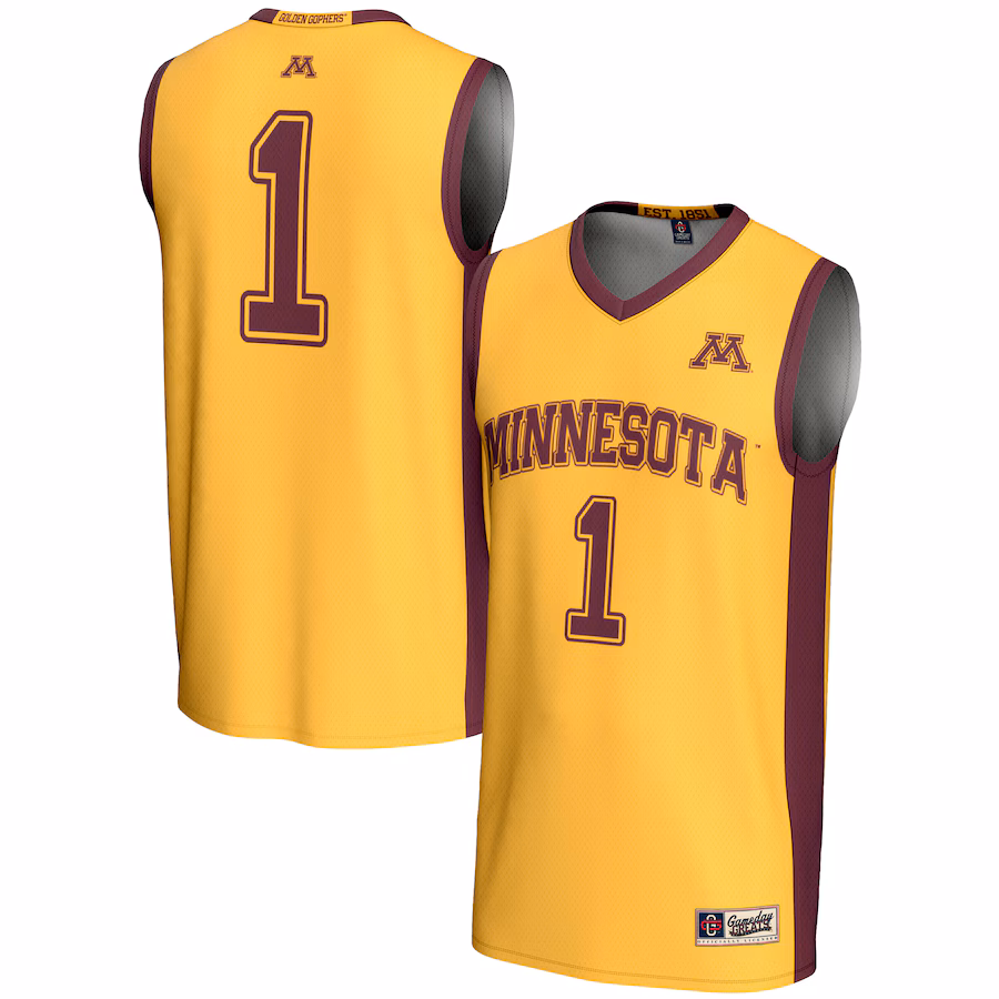 Unisex GameDay Greats #1 Gold Minnesota Golden Gophers Lightweight Basketball Jersey - Puhuasuan
