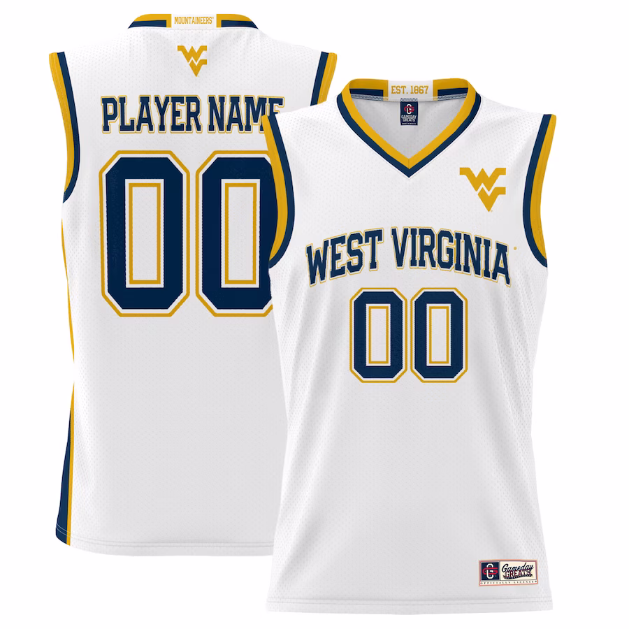 West Virginia Mountaineers GameDay Greats Unisex  Lightweight NIL Pick-A-Player Basketball Jersey - White - Puhuasuan