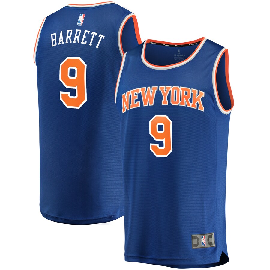 Men's New York Knicks RJ Barrett Fanatics Blue Replica Fast Break Jersey - Icon Edition - Puhuasuan