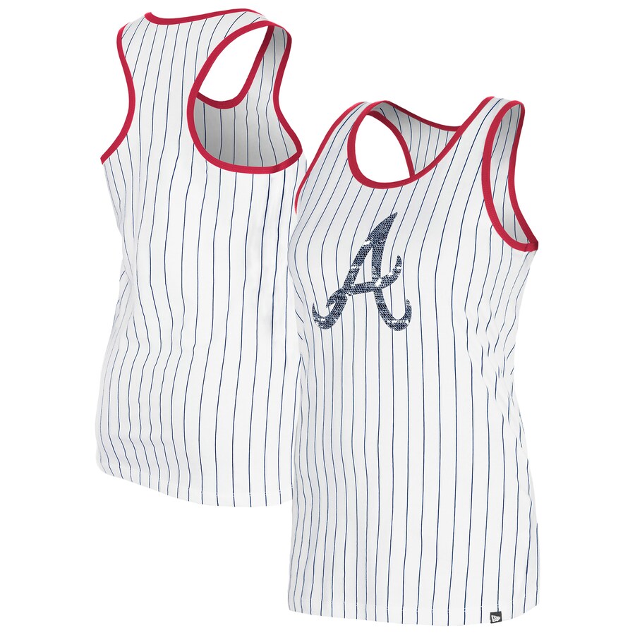 Women's Atlanta Braves New Era White Gameday Pinstripe Tank Top - Puhuasuan