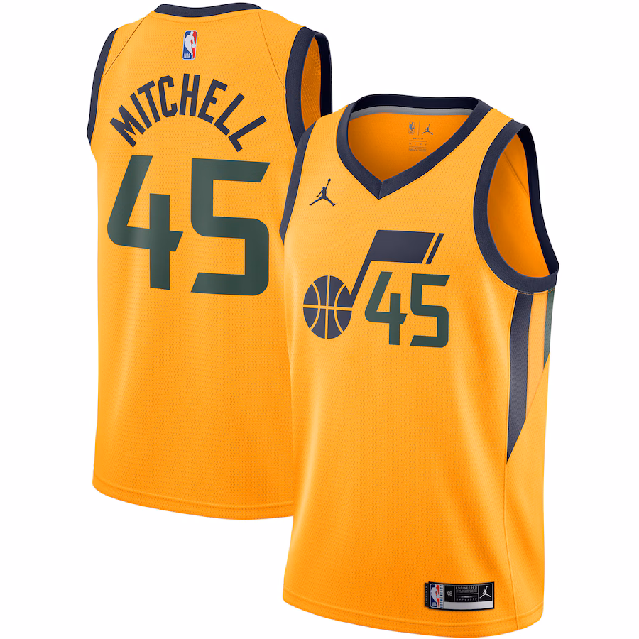 Men's Utah Jazz Donovan Mitchell Jordan Brand Gold 2020/21 Swingman Jersey - Statement Edition - Puhuasuan