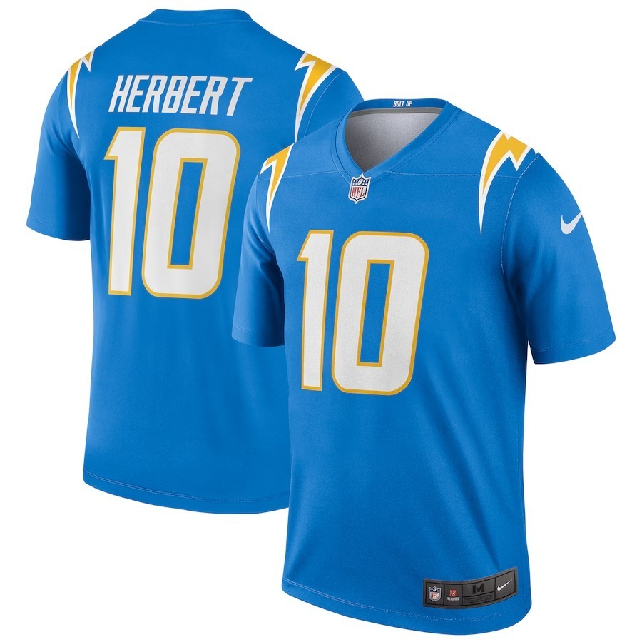Men's Los Angeles Chargers Justin Herbert Nike Powder Blue Team Legend Player Performance Top - Puhuasuan