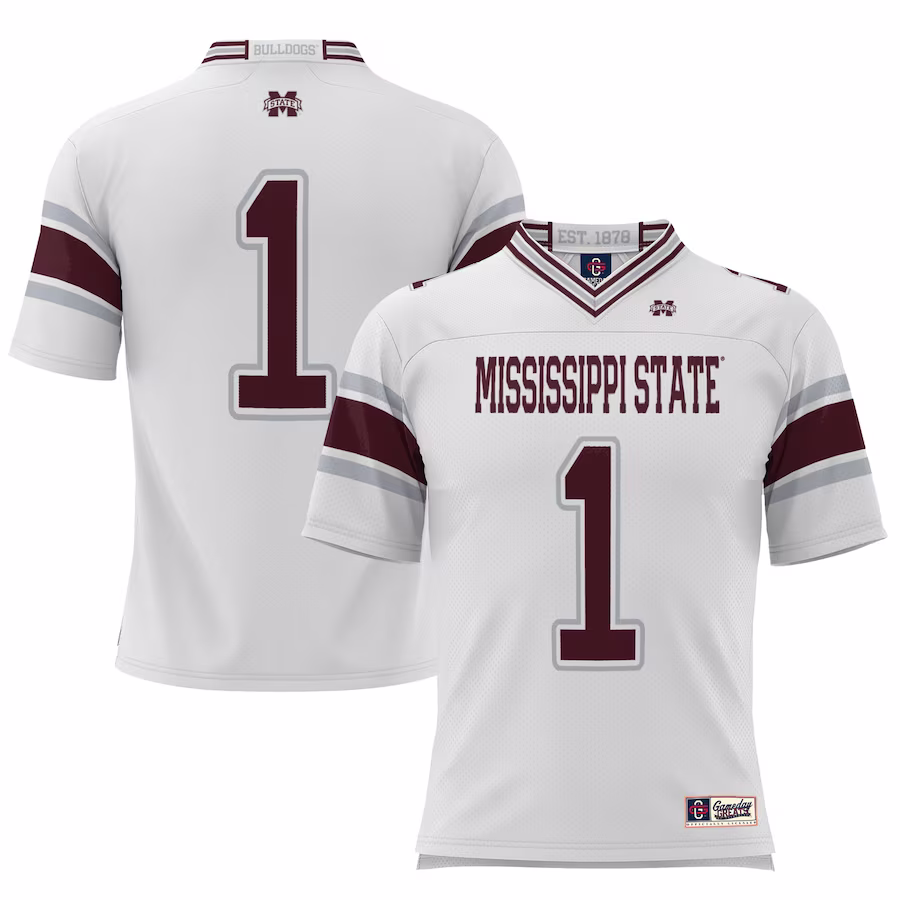 #1 Mississippi State Bulldogs GameDay Greats Youth Football Jersey?�C White - Puhuasuan