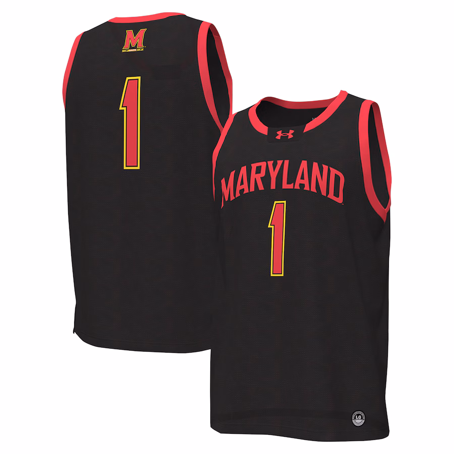 Men's Under Armour #1 Black Maryland Terrapins Replica Basketball Jersey - Puhuasuan
