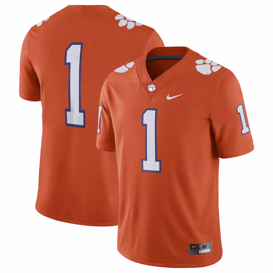 Clemson Tigers Nike #1 Home Game Jersey - Orange - Puhuasuan