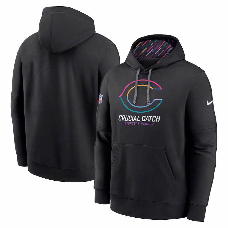 Men's Chicago Bears Nike Black 2024 NFL Crucial Catch Club Pullover Hoodie - Puhuasuan