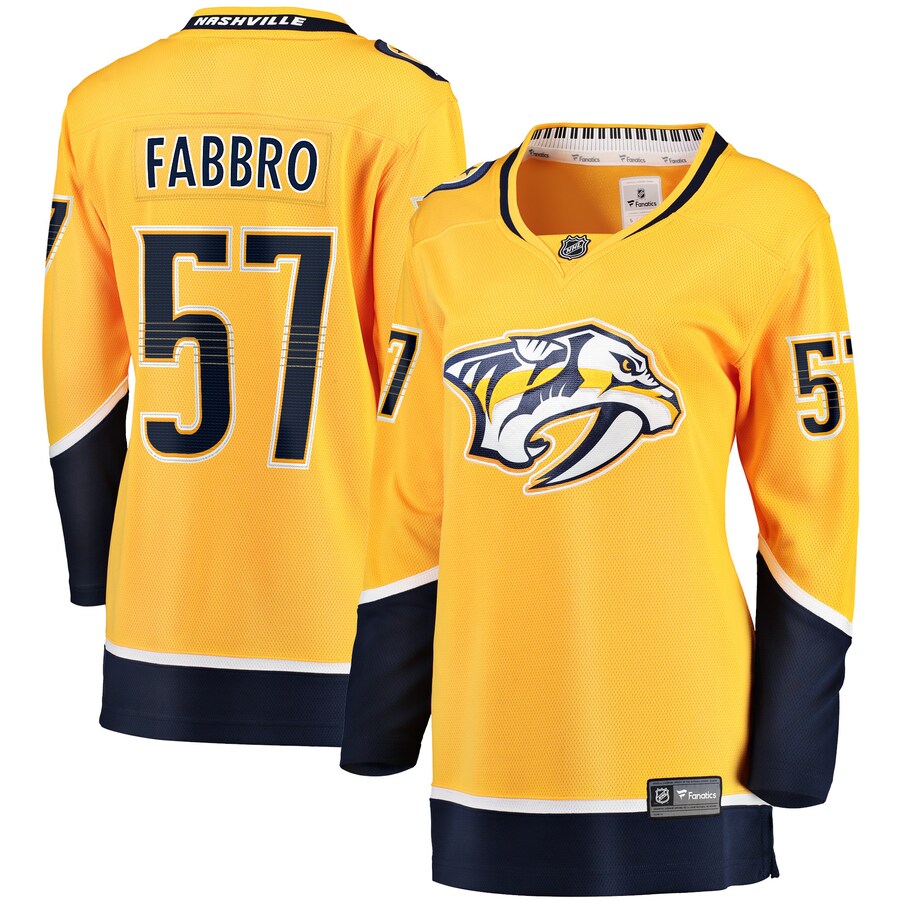 Women's Nashville Predators Dante Fabbro Fanatics Branded Gold Home Breakaway Player Jersey - Puhuasuan