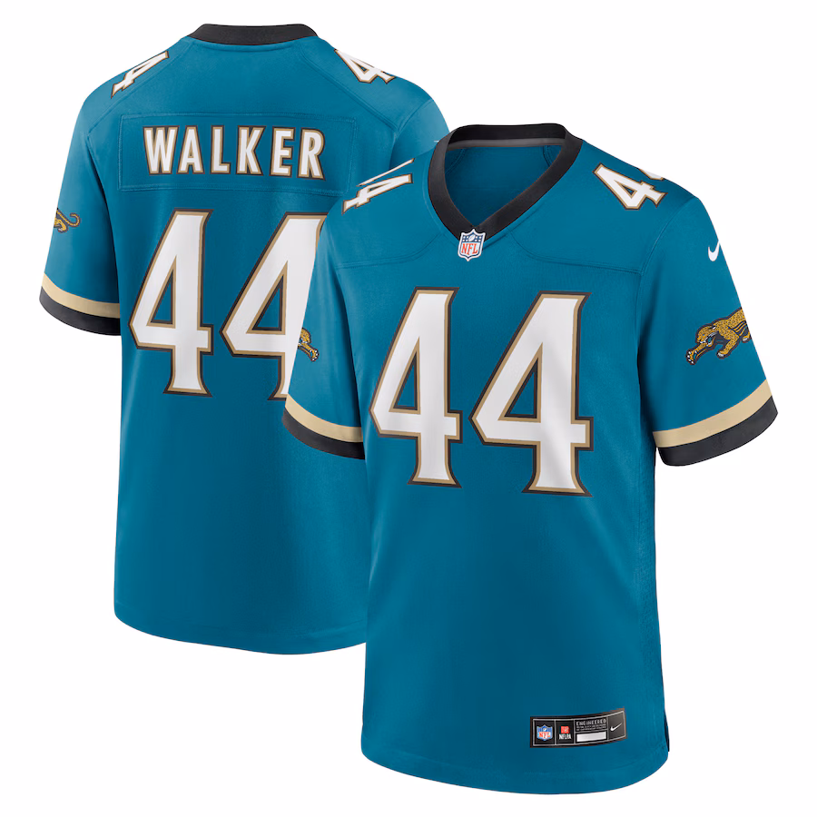 Men's Jacksonville Jaguars Travon Walker Nike Teal Prowler Throwback Player Game Jersey - Puhuasuan