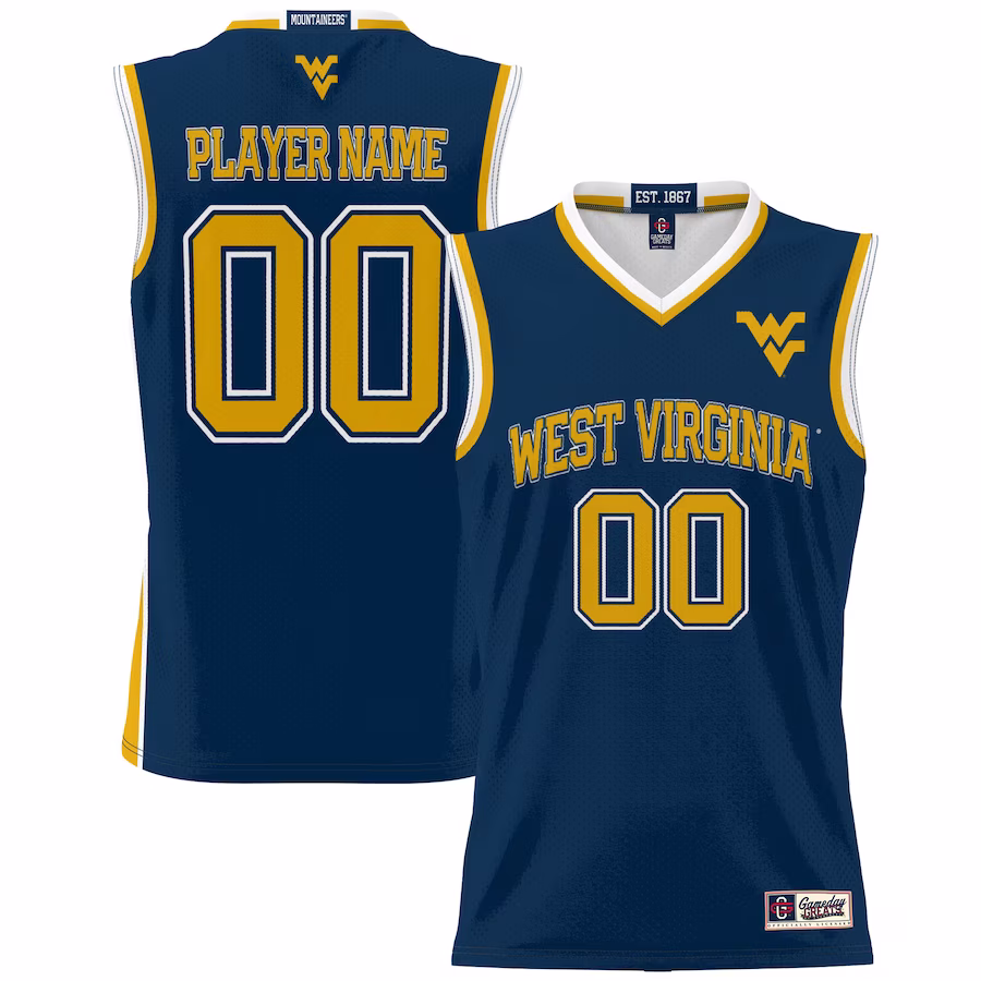 West Virginia Mountaineers GameDay Greats Men's NIL Pick-A-Player Lightweight Basketball Jersey - Blue - Puhuasuan