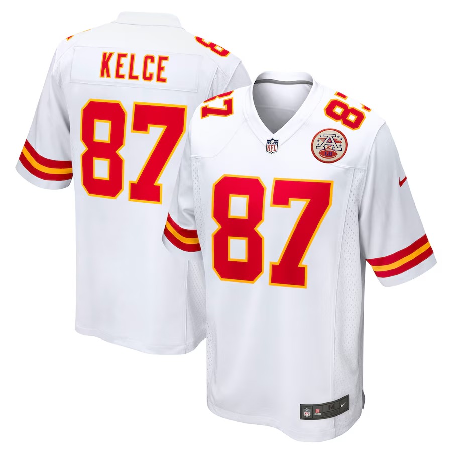 Men's Kansas City Chiefs Travis Kelce Nike White Player Game Jersey - Puhuasuan