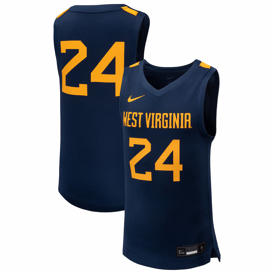 Youth Nike #24 Navy West Virginia Mountaineers Team Replica Basketball Jersey - Puhuasuan