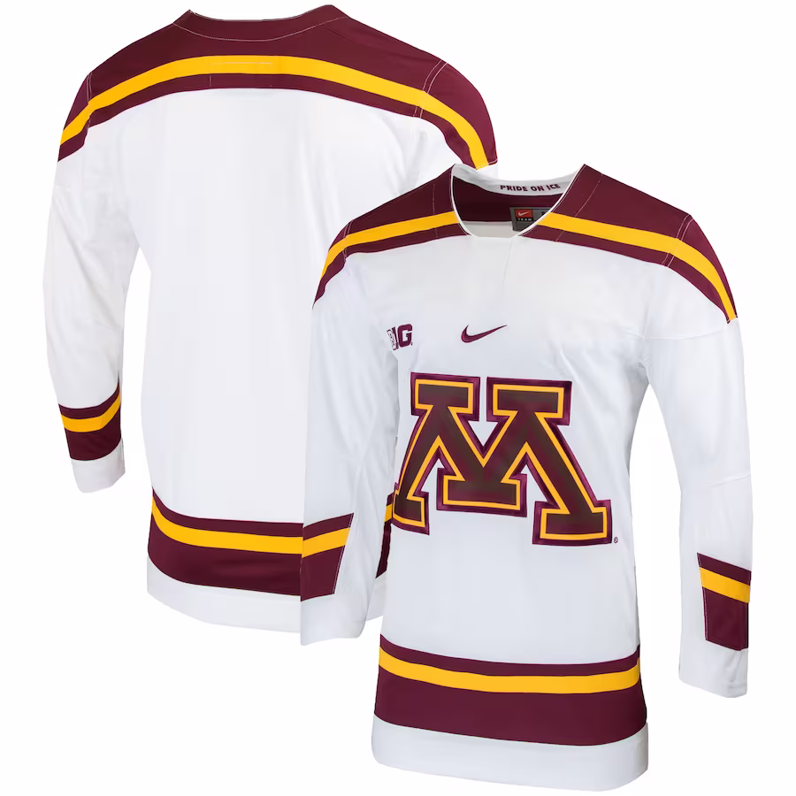 Minnesota Golden Gophers Nike Replica College Hockey Jersey - White - Puhuasuan