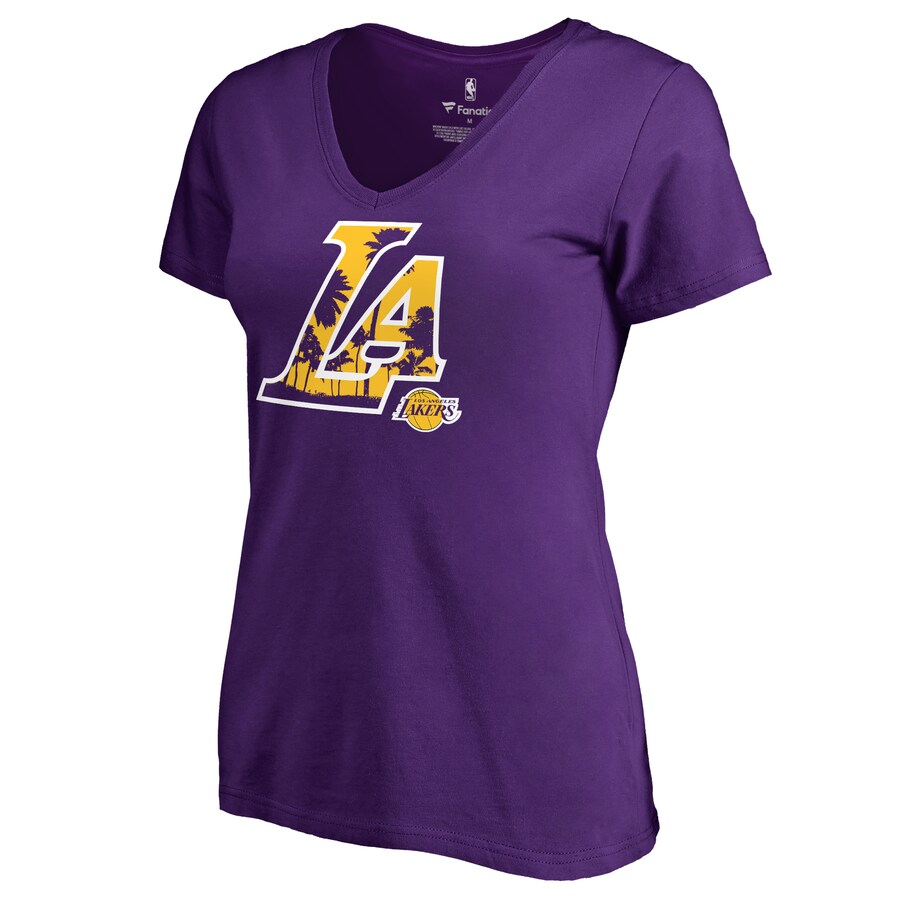 Women's Los Angeles Lakers Purple Sunset Blvd Hometown Collection T-Shirt - Puhuasuan