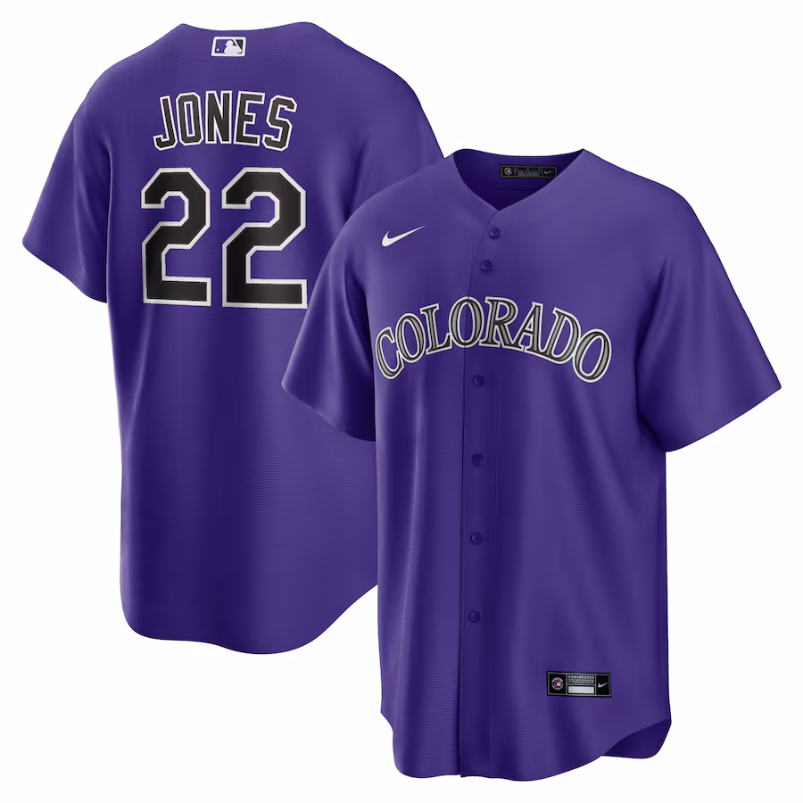 Men's Colorado Rockies Nolan Jones Nike Purple Alternate Replica Jersey - Puhuasuan