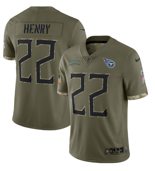 Men's Tennessee Titans #22 Derrick Henry 2022 Olive Salute To Service Limited Stitched Jersey - Puhuasuan