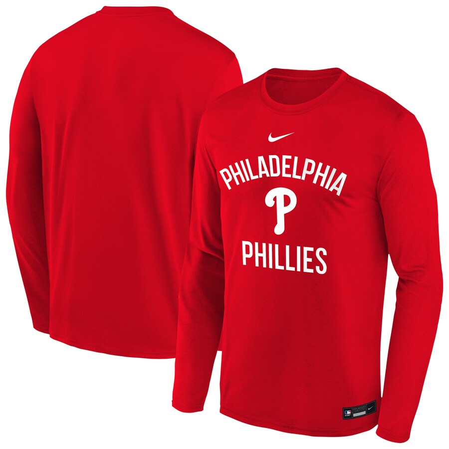 Youth Philadelphia Phillies Nike Red Authentic Collection Legend Performance Long Sleeve T-Shirt - Puhuasuan