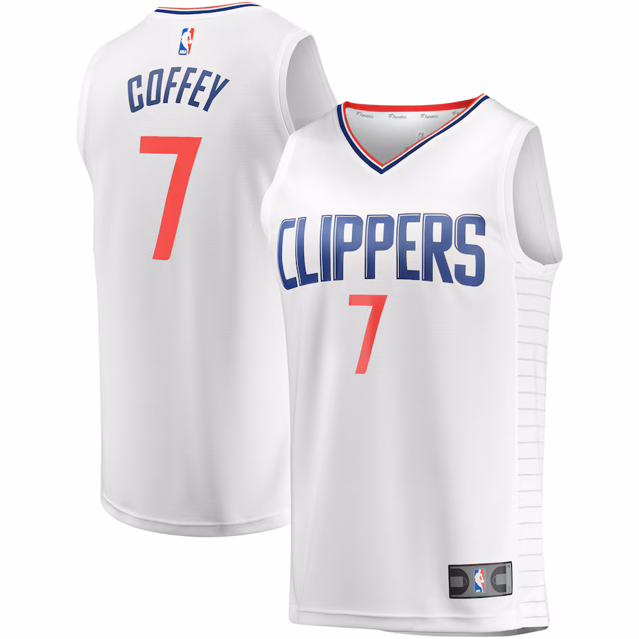Youth LA Clippers Amir Coffey Fanatics White Fast Break Player Jersey - Association Edition - Puhuasuan