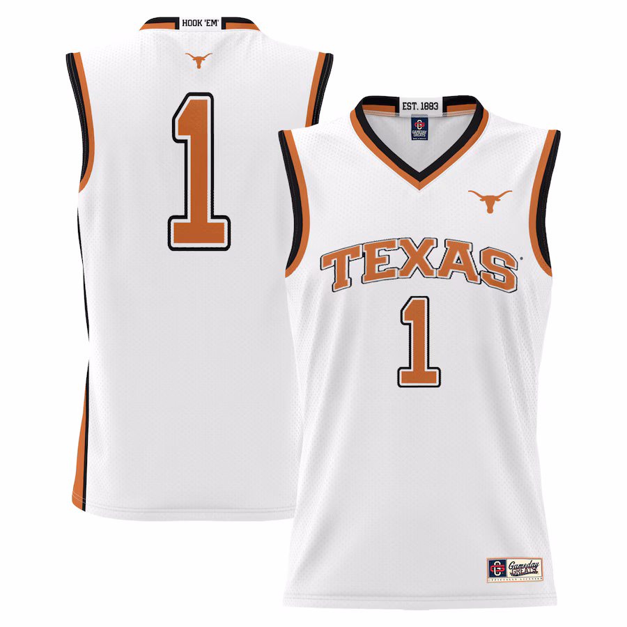 GameDay Greats  White #1 Texas Longhorns Replica Lightweight Basketball Jersey - Puhuasuan