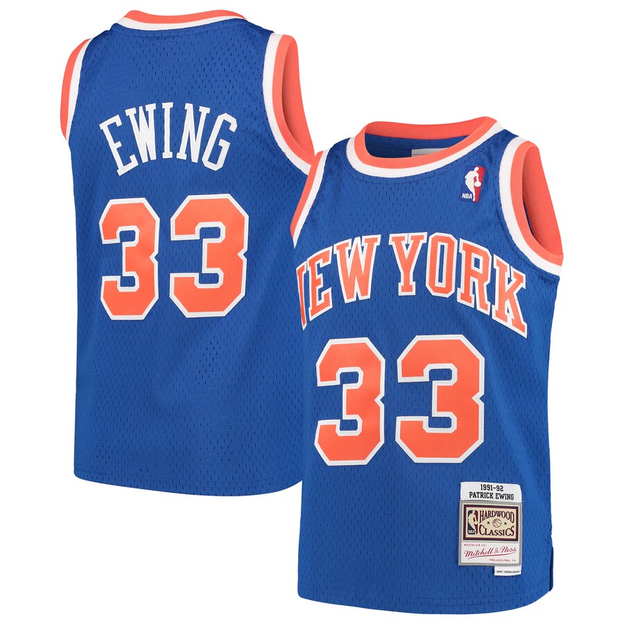 Youth New York Knicks Patrick Ewing Mitchell & Ness Blue Hardwood Classics Swingman Throwback Jersey - Puhuasuan