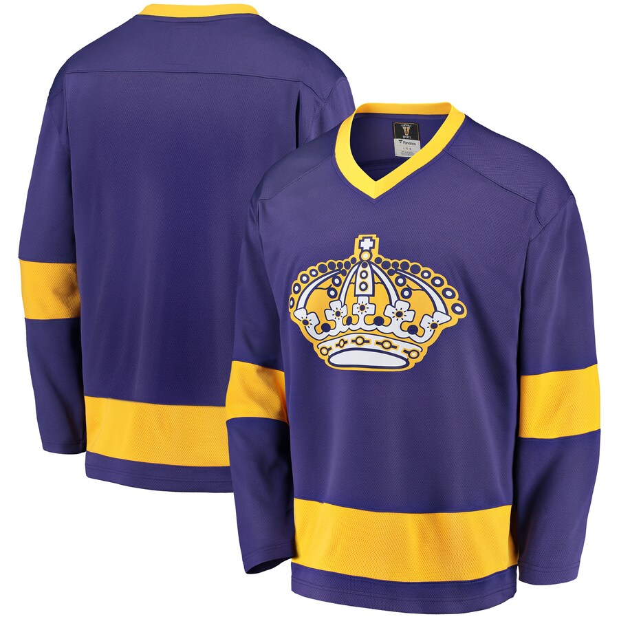 Men's Los Angeles Kings Fanatics Branded Purple/Gold Premier Breakaway Heritage Blank Jersey - Puhuasuan
