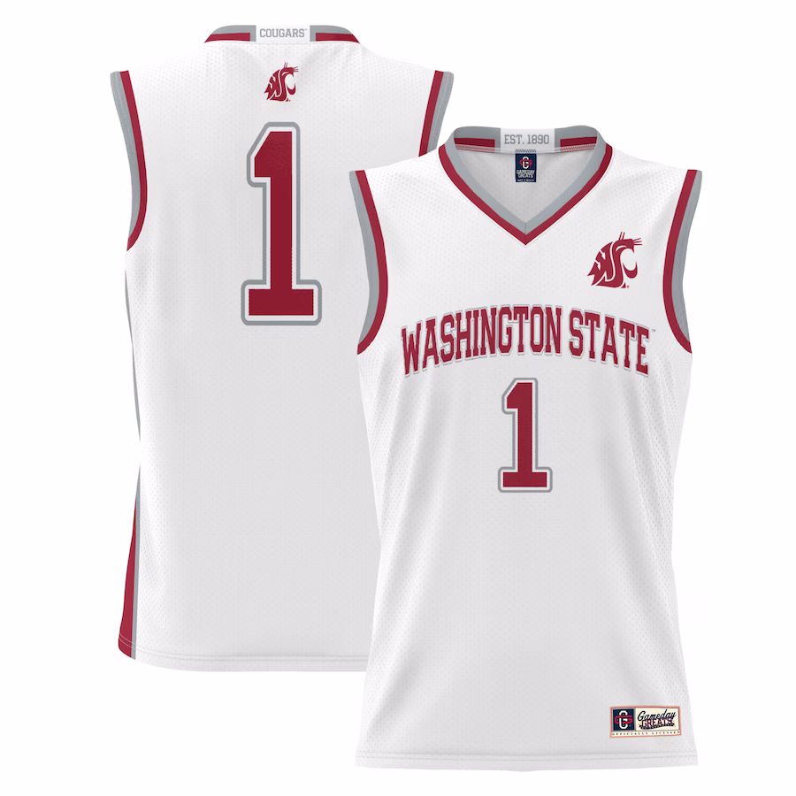 #1 Washington State Cougars GameDay Greats Youth Lightweight Basketball Jersey - White - Puhuasuan