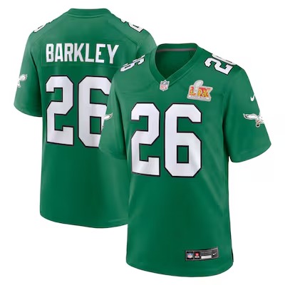 Men's Philadelphia Eagles Saquon Barkley Nike Kelly Green Super Bowl LIX 2nd Alternate Game Jersey - Puhuasuan