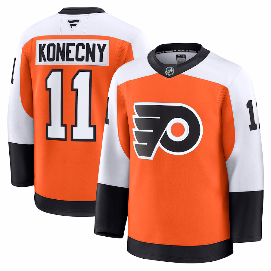 Men's Philadelphia Flyers Travis Konecny Fanatics Burnt Orange Home Premium Jersey - Puhuasuan