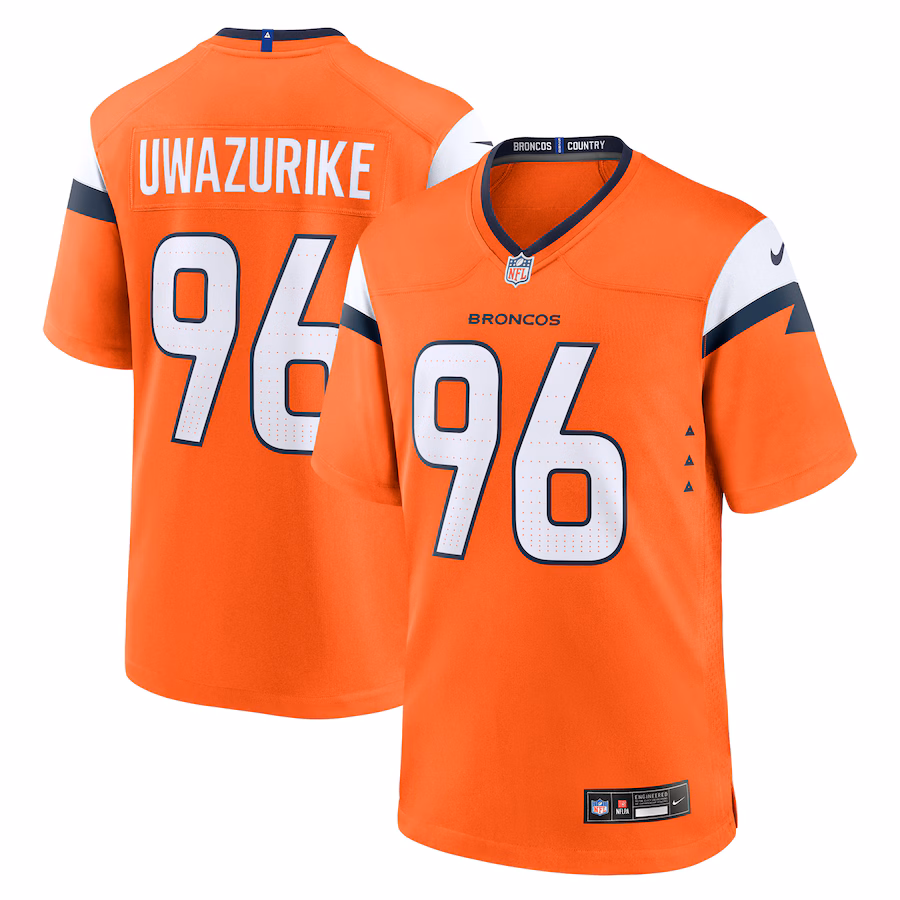 Men's Denver Broncos Eyioma Uwazurike Nike Orange Team Game Jersey - Puhuasuan