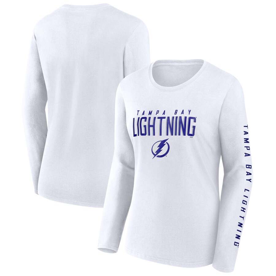 Women's Tampa Bay Lightning Fanatics White Long Sleeve T-Shirt - Puhuasuan