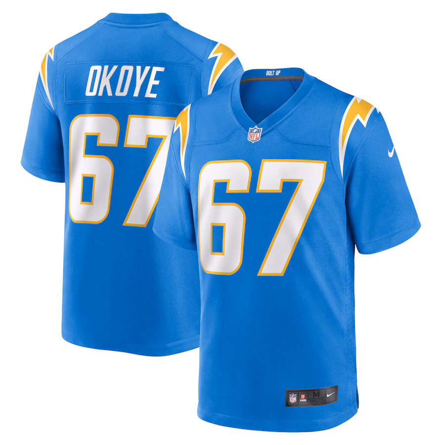 Men's Los Angeles Chargers CJ Okoye Nike  Powder Blue Team Game Jersey - Puhuasuan