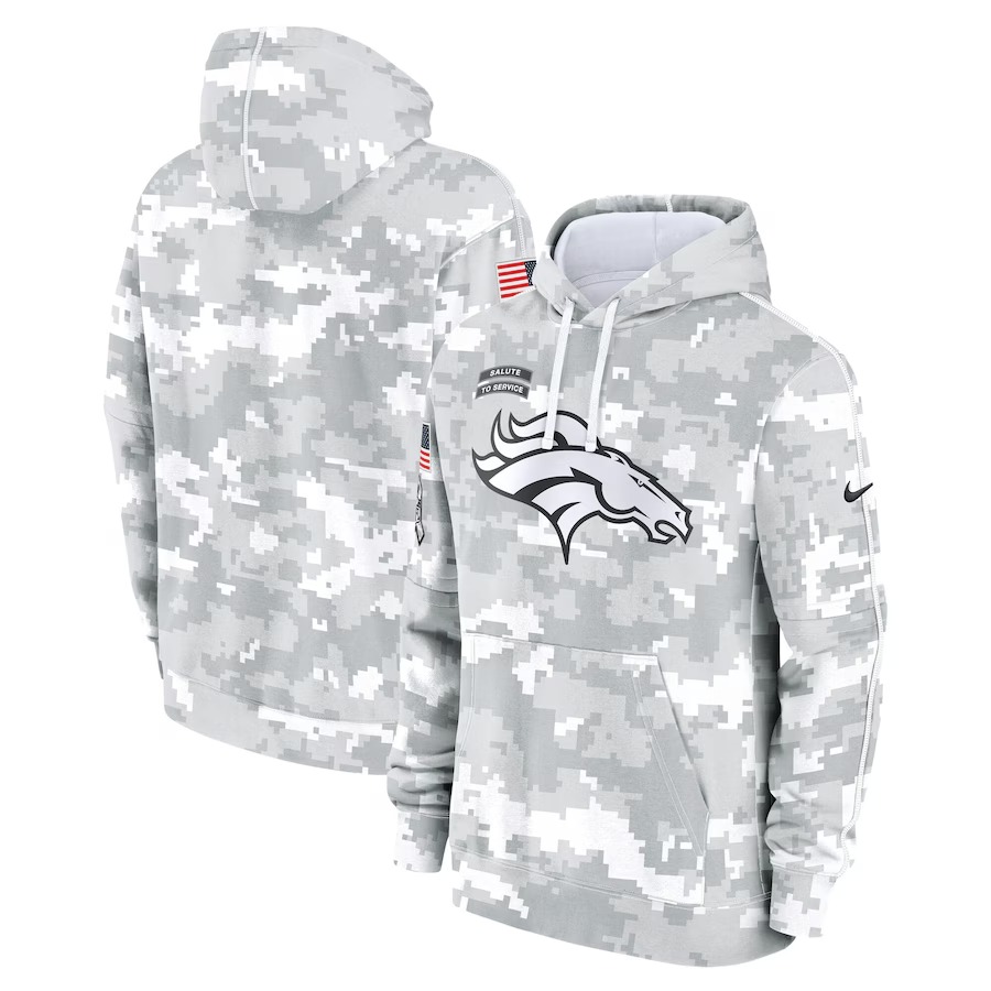 Men's Denver Broncos Nike Arctic Camo 2024 Salute to Service Club Fleece Pullover Hoodie - Puhuasuan