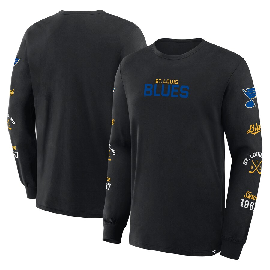 Men's St. Louis Blues Fanatics Black Boxed In Legacy Long Sleeve T-Shirt - Puhuasuan