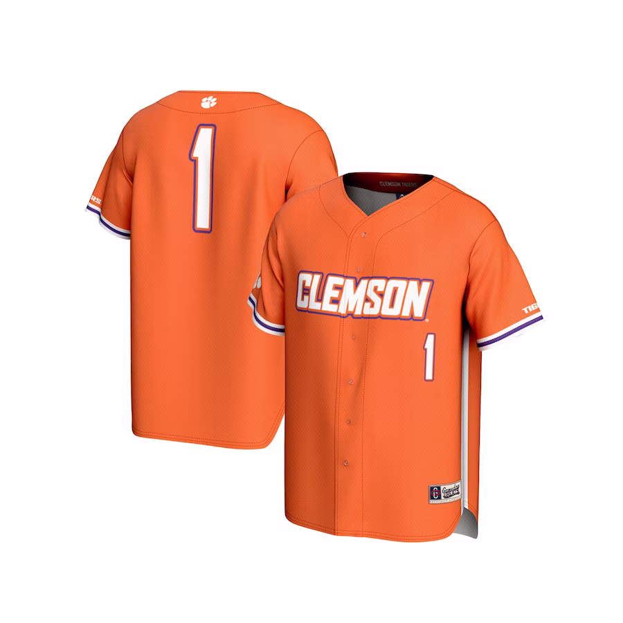 #1 Clemson Tigers GameDay Greats Youth Lightweight Baseball Fashion Jersey - Orange - Puhuasuan