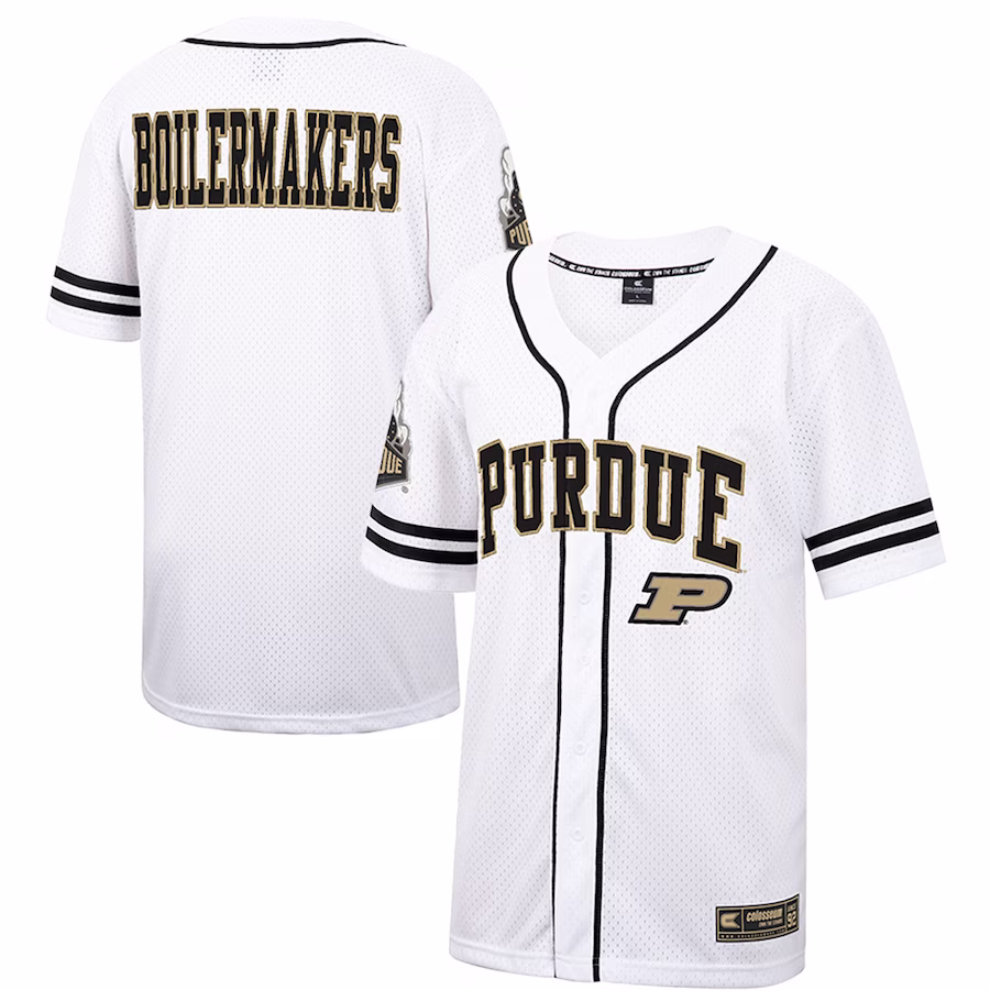 Purdue Boilermakers Colosseum Free Spirited Mesh Button-Up Baseball Jersey - White - Puhuasuan