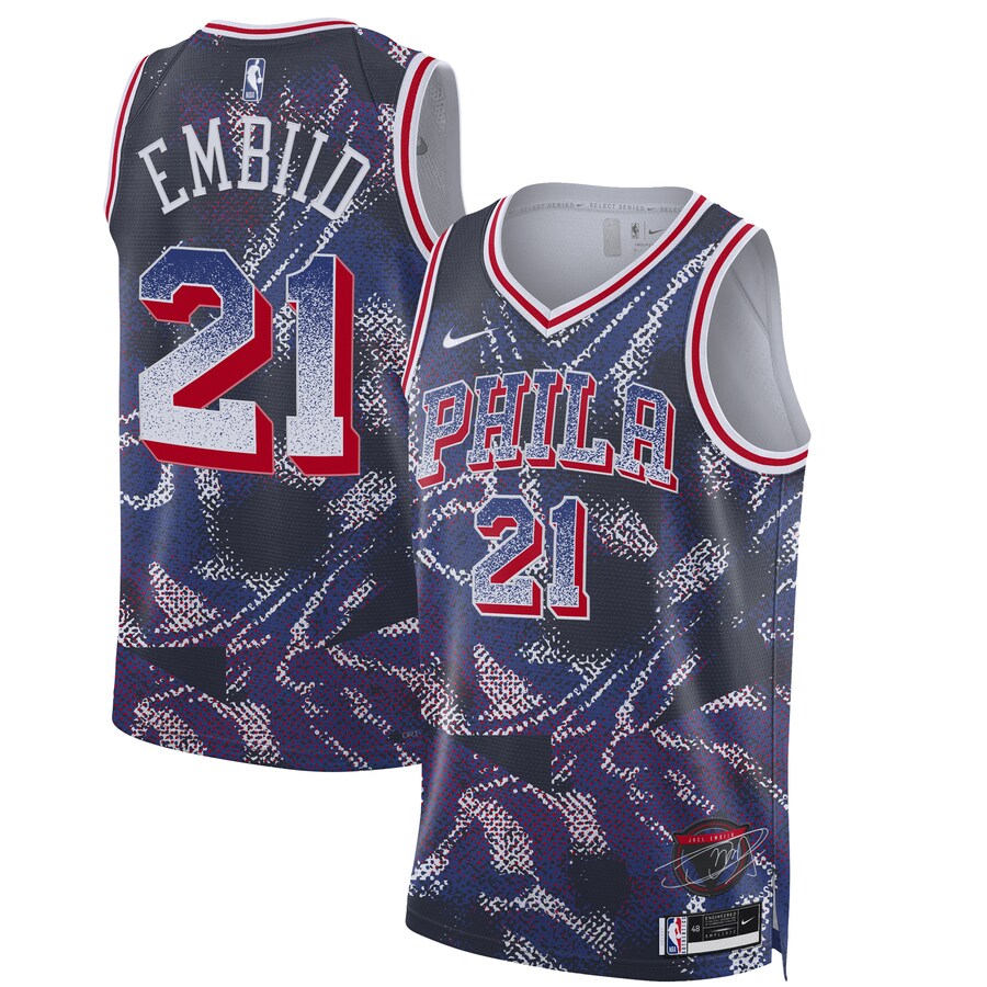 Unisex Philadelphia 76ers Joel Embiid Nike Navy 2025 Select Series Swingman Player Jersey - Puhuasuan