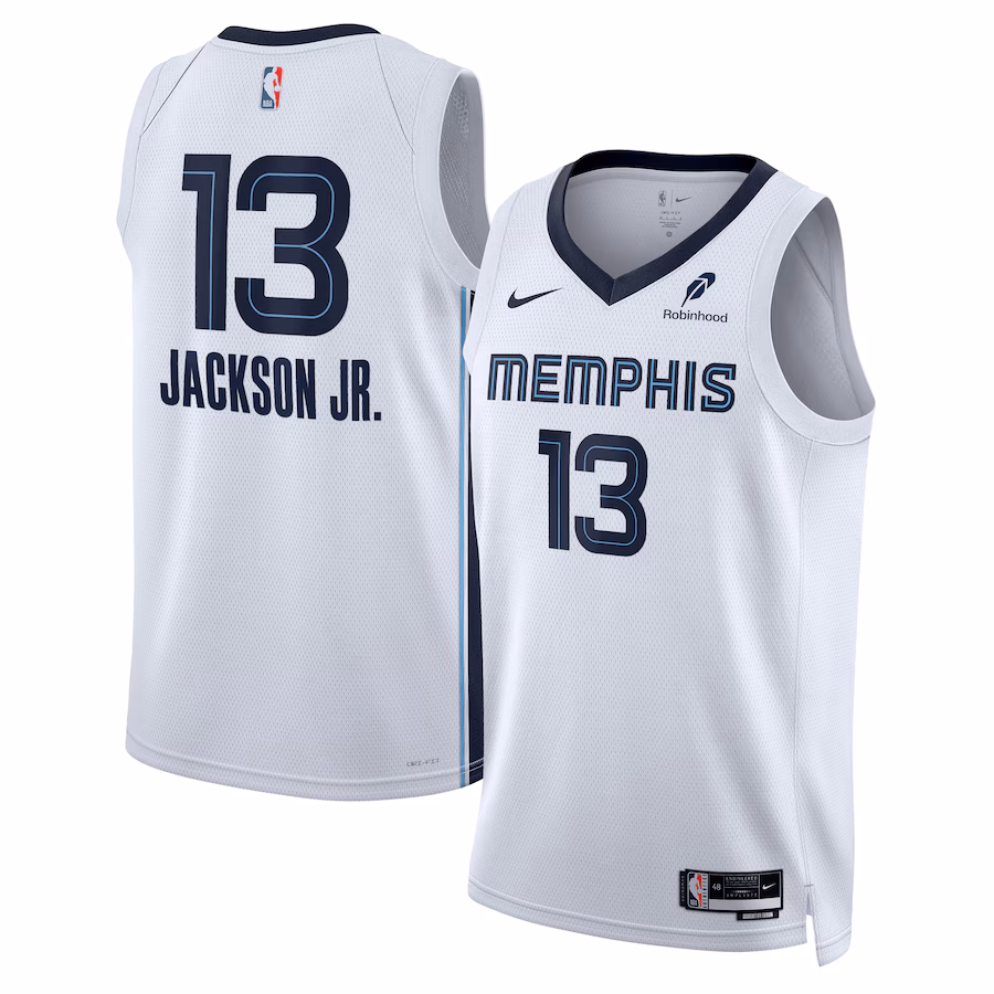 Unisex Memphis Grizzlies Jaren Jackson Jr. Nike White Swingman Badge Player Jersey - Association Edition - Puhuasuan