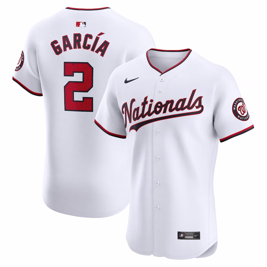 Men's Washington Nationals Luis Garcia Nike White Home Elite Player Jersey - Puhuasuan