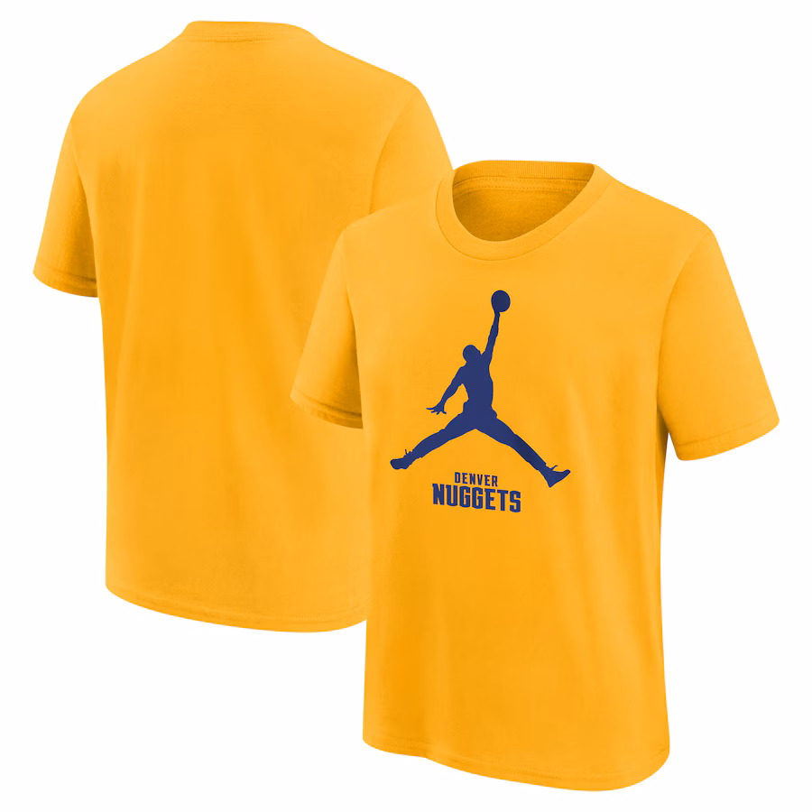 Youth Denver Nuggets Jordan Brand Gold Essential Jumpman Logo T-Shirt - Puhuasuan